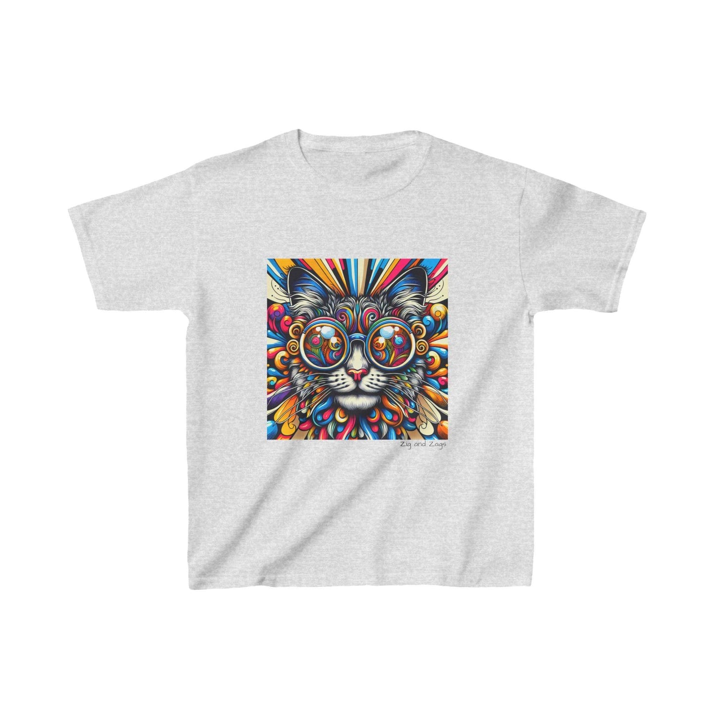 Cool Cat Pop Art Print Kids Heavy Cotton T-shirt