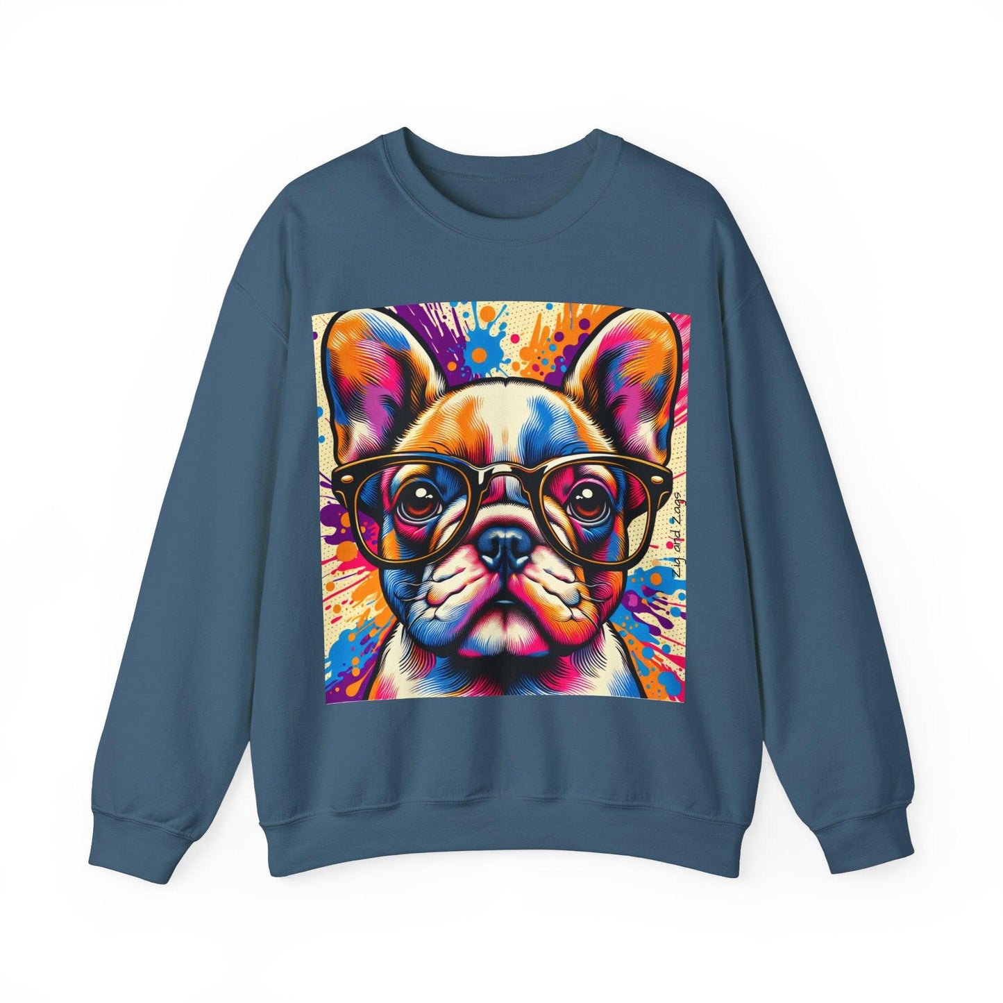 French Bulldog wearing Glasses Pop Art Unisex Sweatshirt