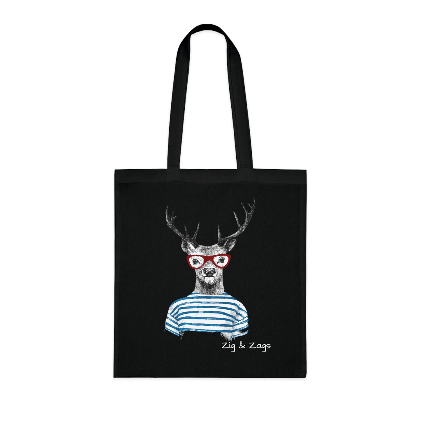 Wild and Free Stag Glasses Drawing Cotton Tote Bag