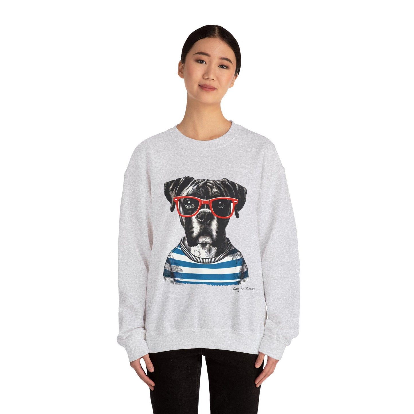 Hipster Boxer Dog Unisex Sweatshirt