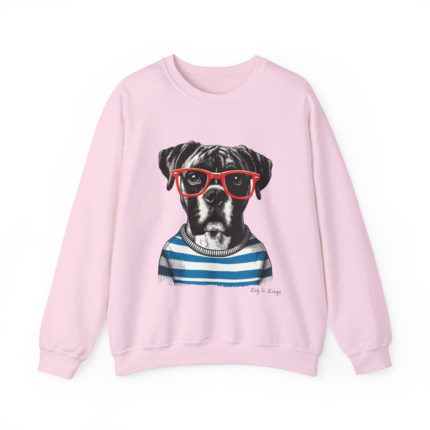 Hipster Boxer Dog Unisex Sweatshirt