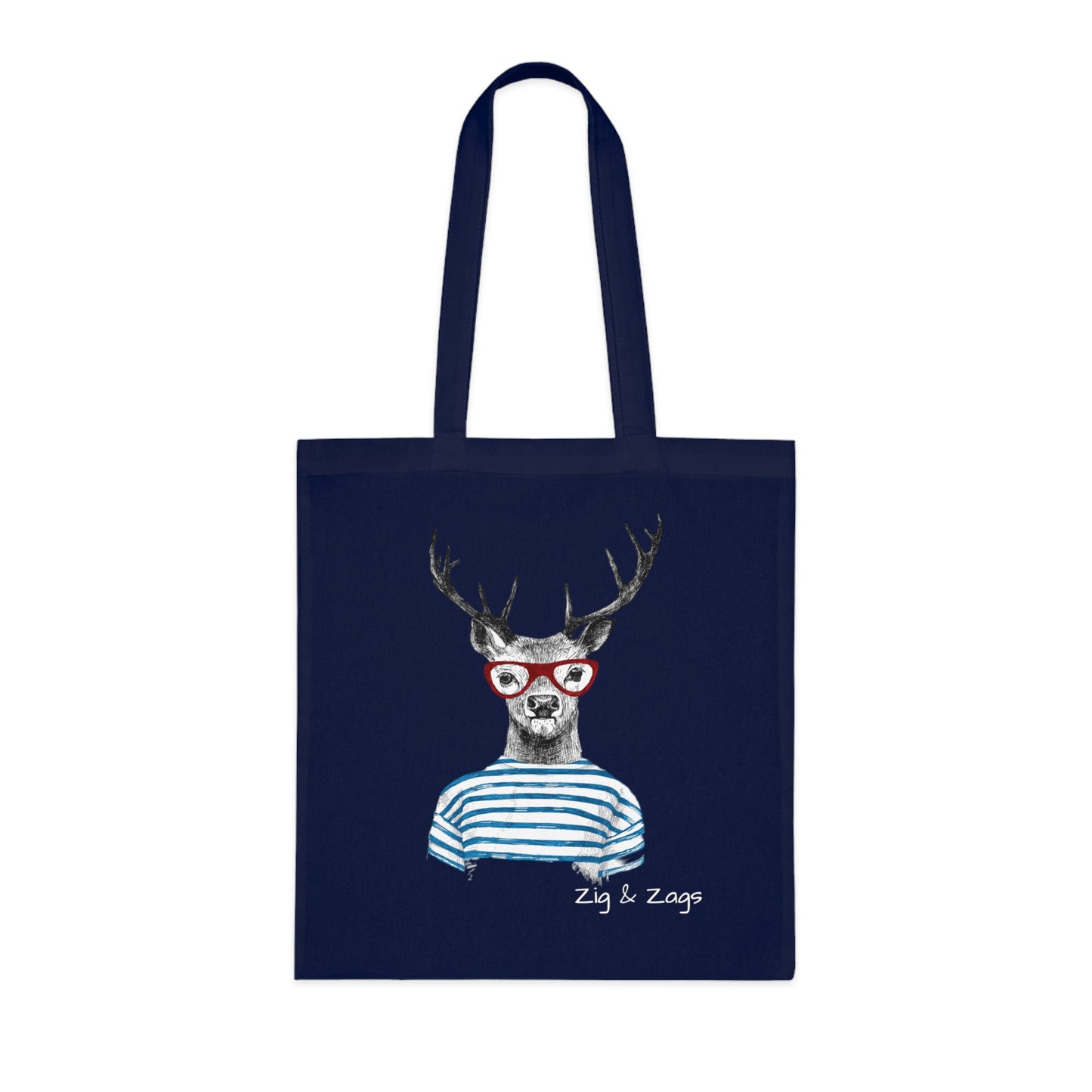 Wild and Free Stag Glasses Drawing Cotton Tote Bag
