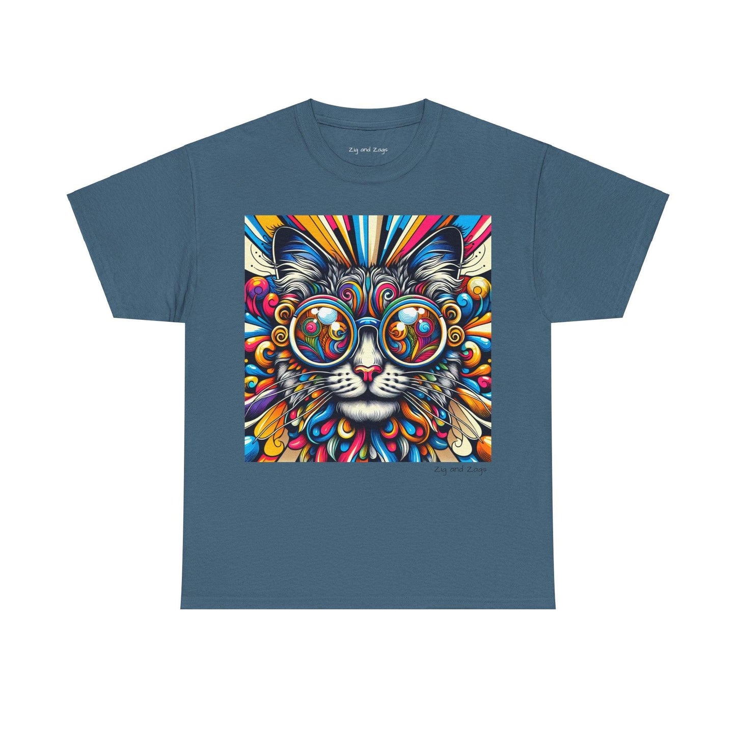 Cool Cat Pop Art Print Heavy Cotton T-shirt