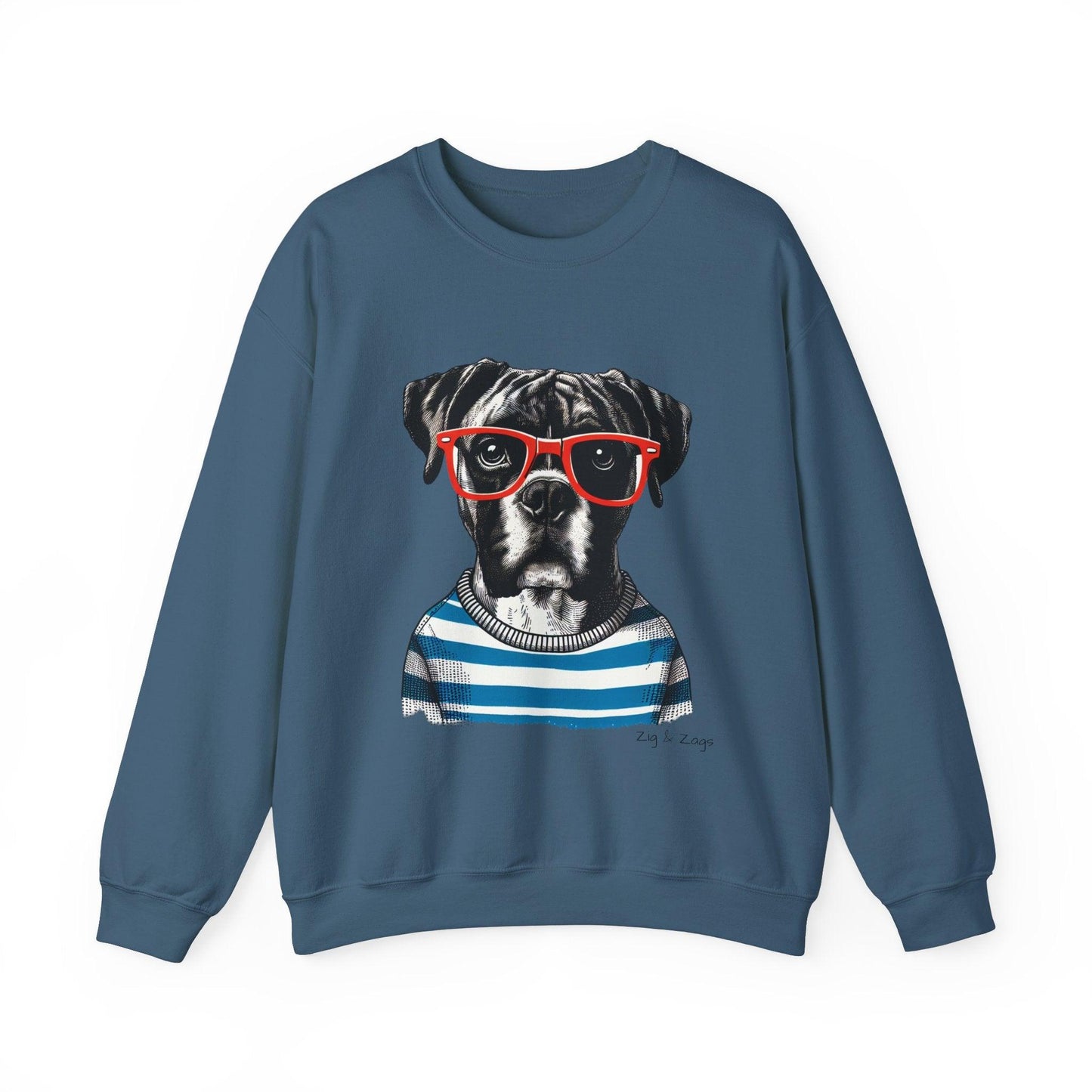 Hipster Boxer Dog Unisex Sweatshirt