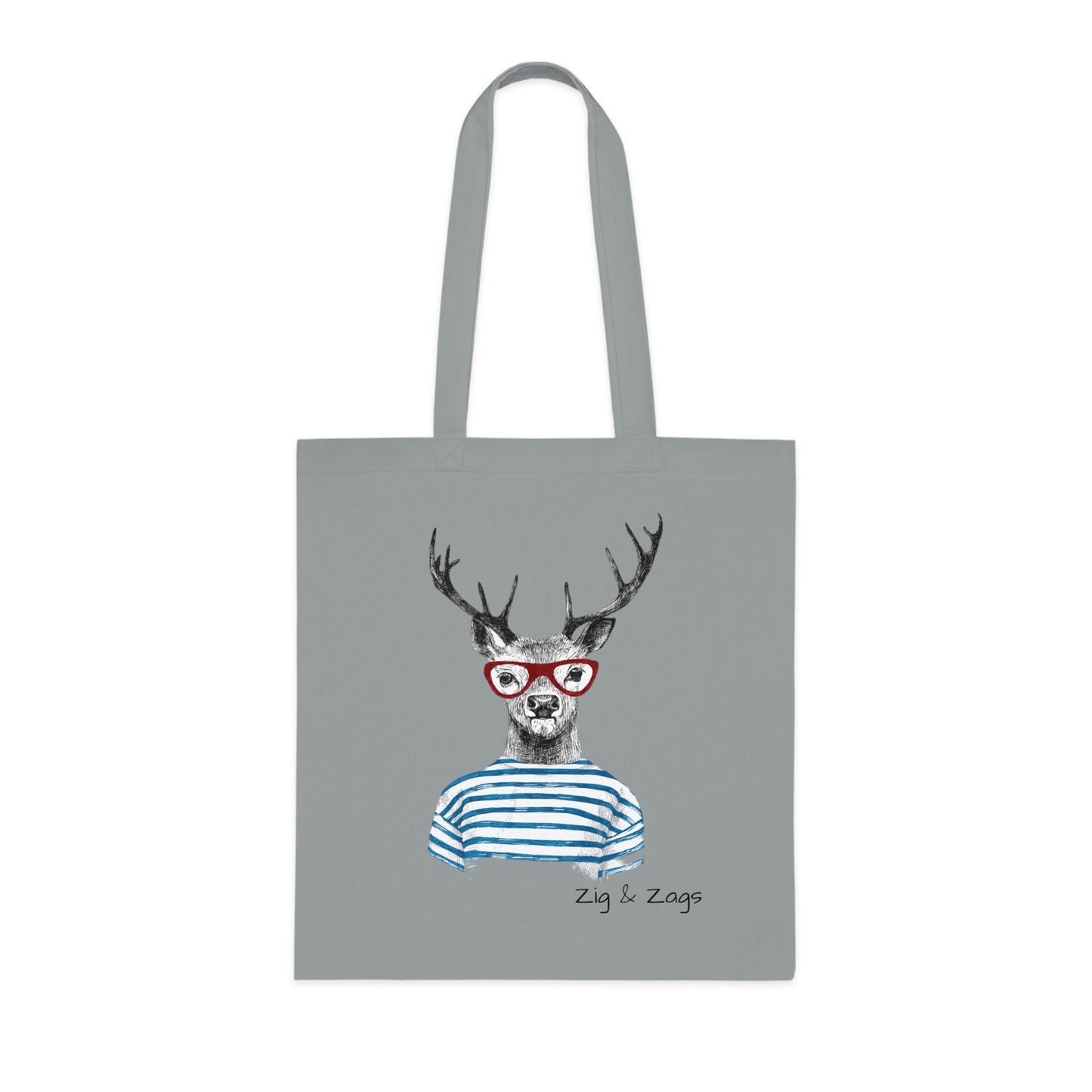 Wild and Free Stag Glasses Drawing Cotton Tote Bag
