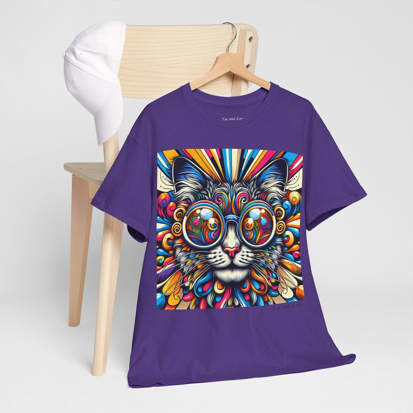 Cool Cat Pop Art Print Heavy Cotton T-shirt