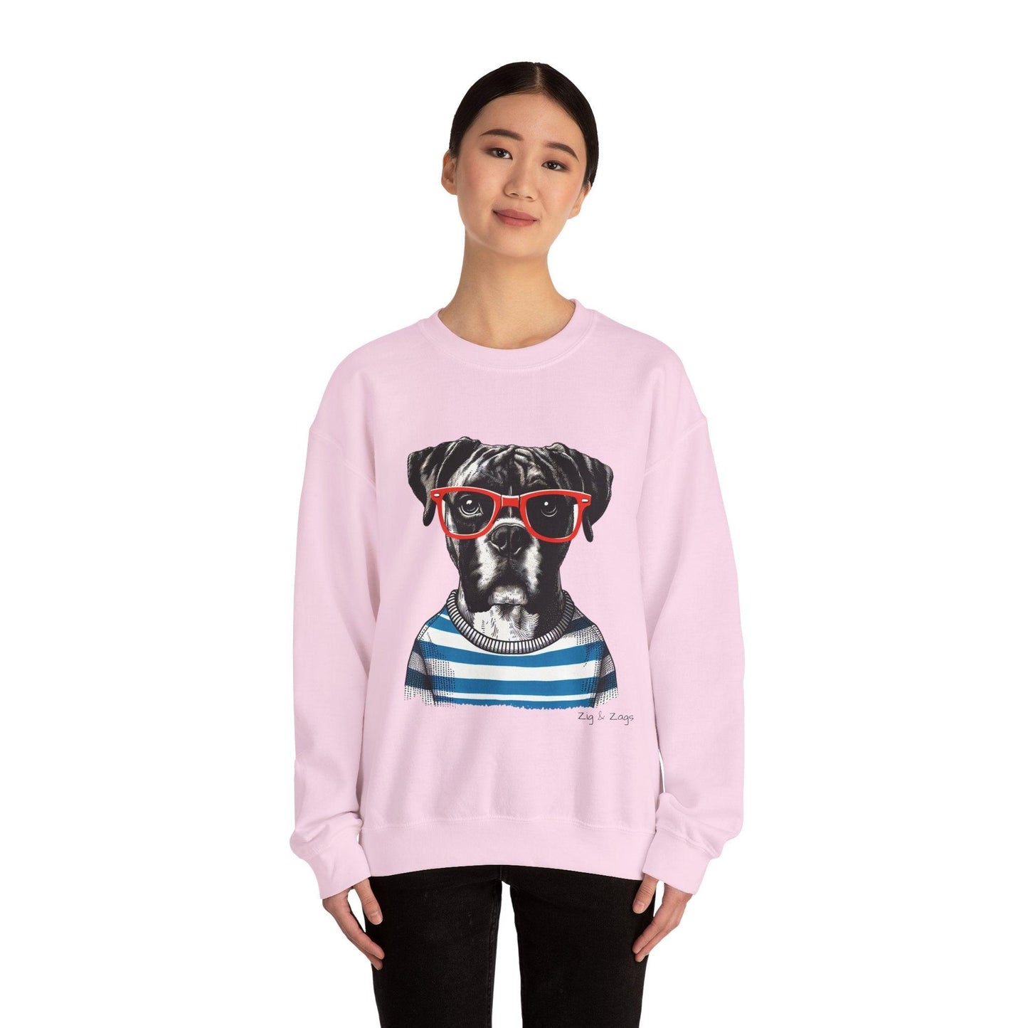 Hipster Boxer Dog Unisex Sweatshirt