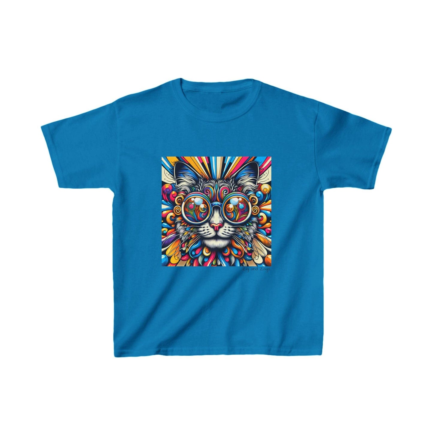 Cool Cat Pop Art Print Kids Heavy Cotton T-shirt