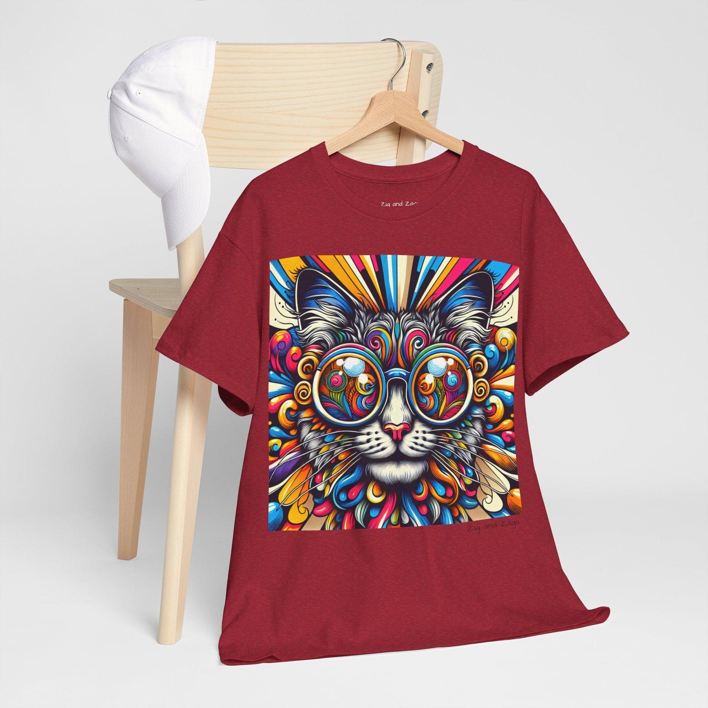 Cool Cat Pop Art Print Heavy Cotton T-shirt