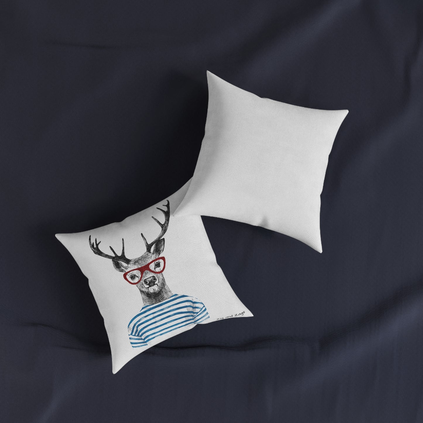 Wild & Free Stag Wearing Glasses Square Cushion