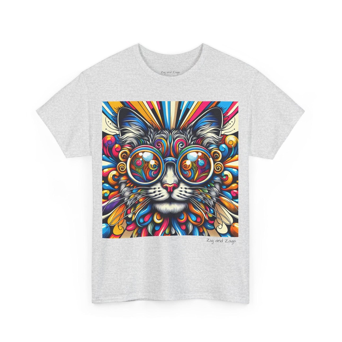 Cool Cat Pop Art Print Heavy Cotton T-shirt