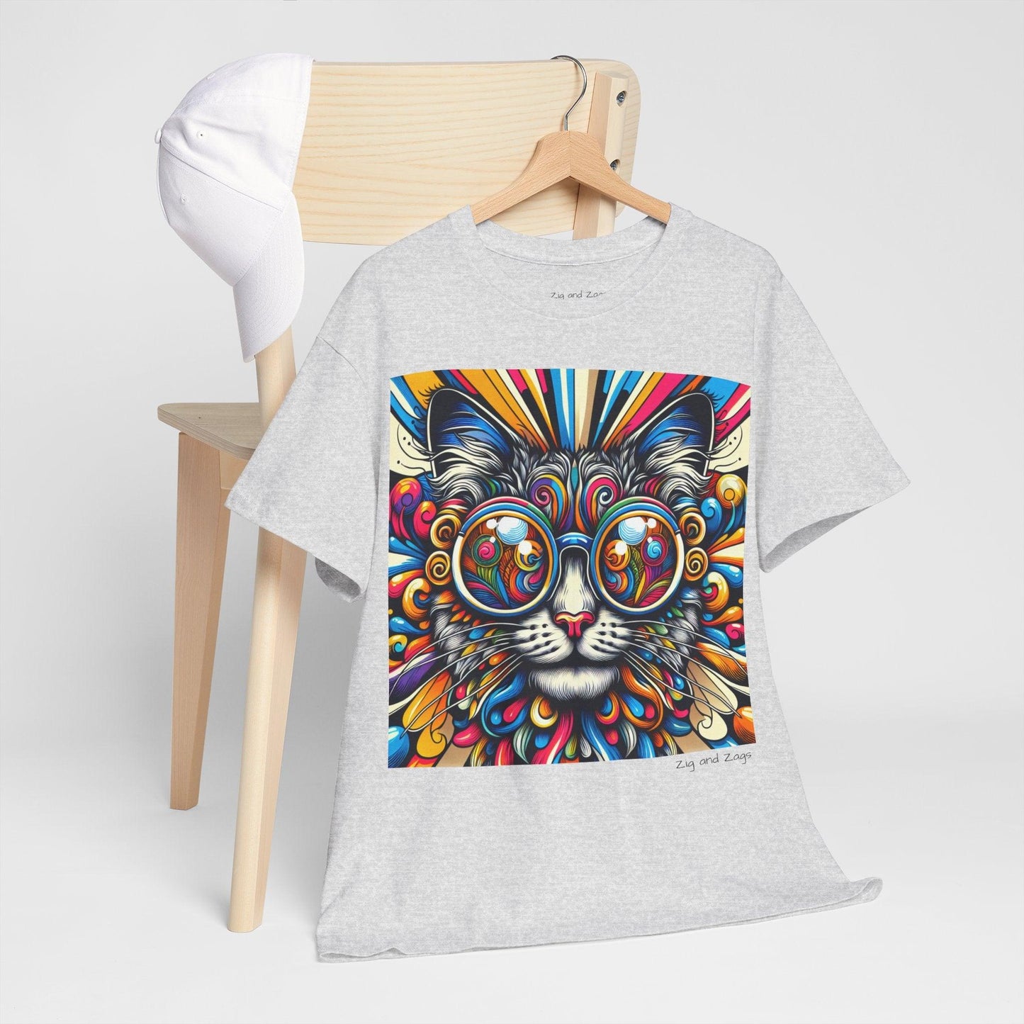 Cool Cat Pop Art Print Heavy Cotton T-shirt