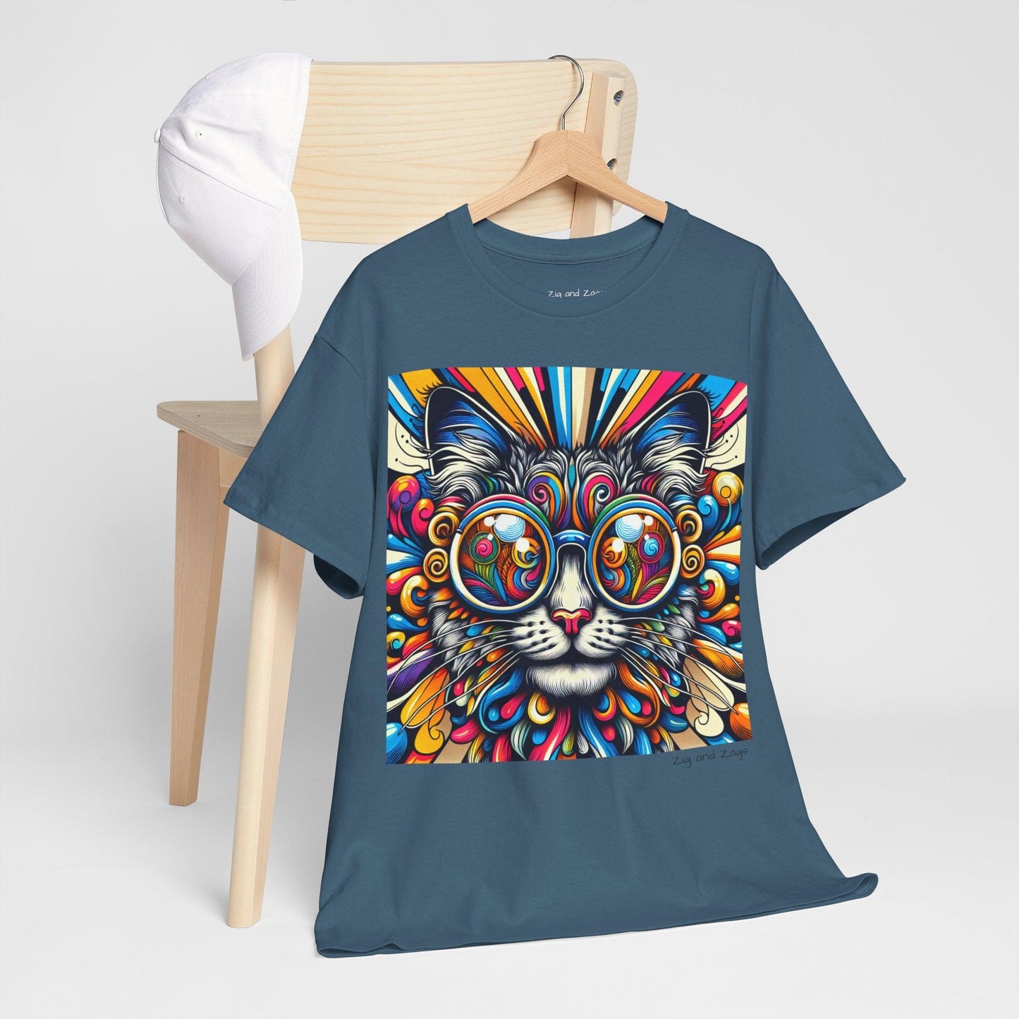 Cool Cat Pop Art Print Heavy Cotton T-shirt