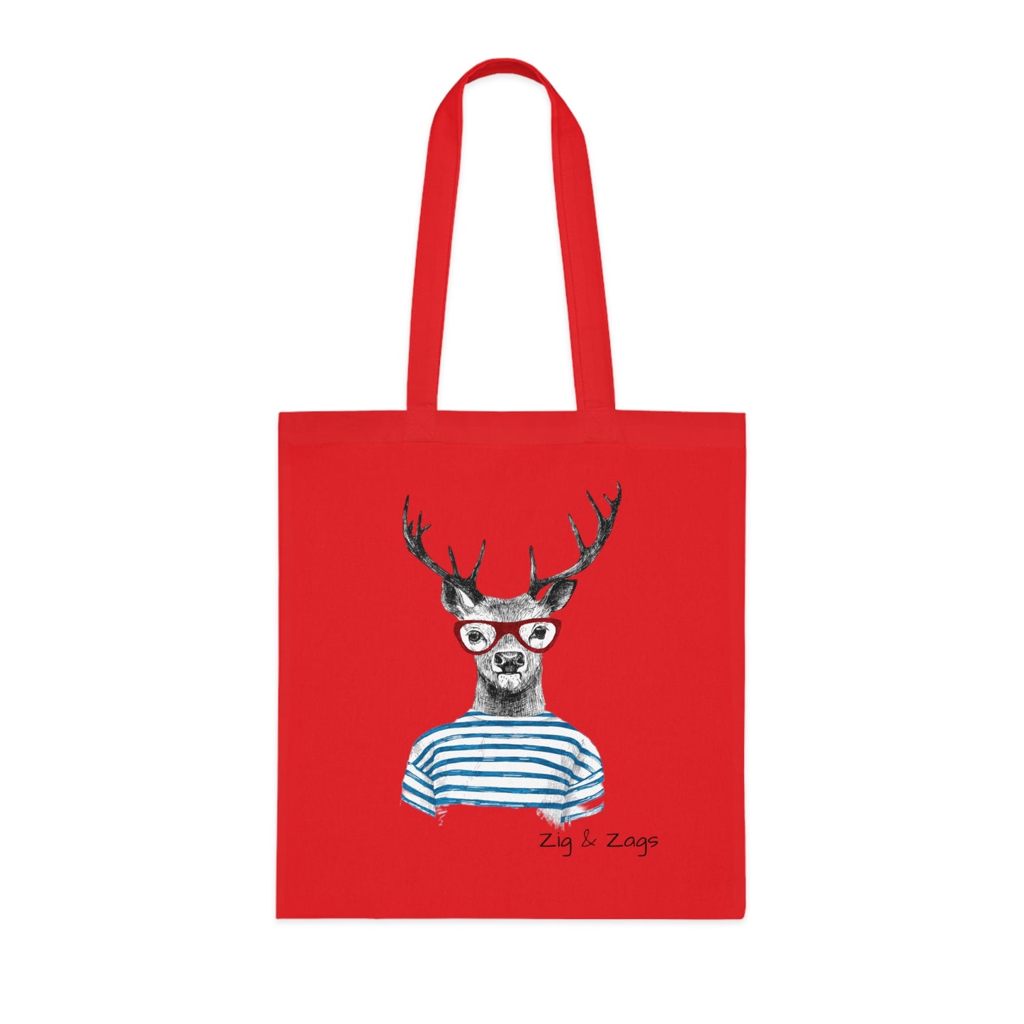 Wild and Free Stag Glasses Drawing Cotton Tote Bag