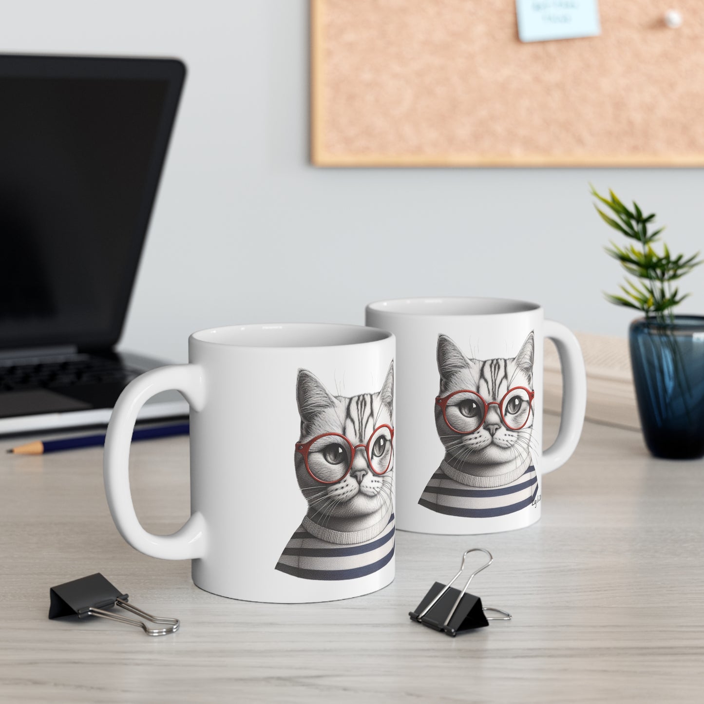 Cat-titude Stylish Cat Wearing Glasses Ceramic Mug