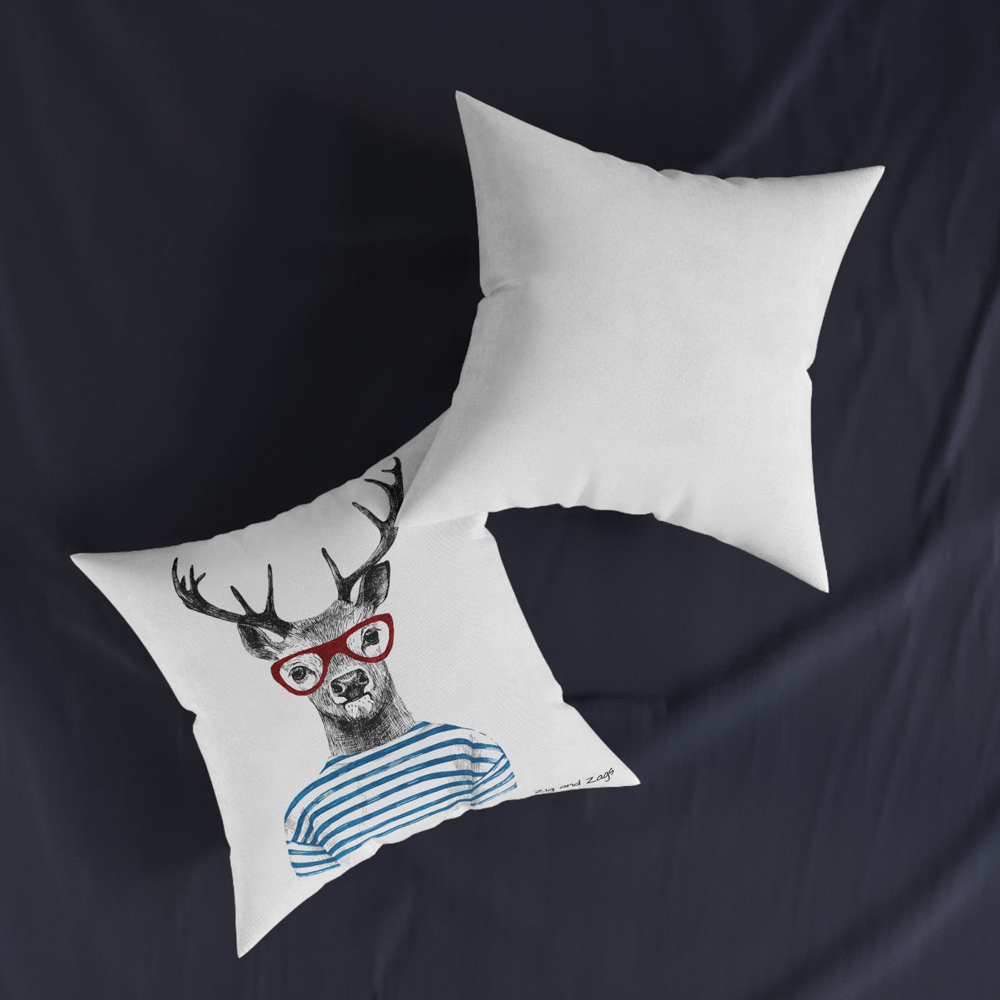 Wild & Free Stag Wearing Glasses Square Cushion