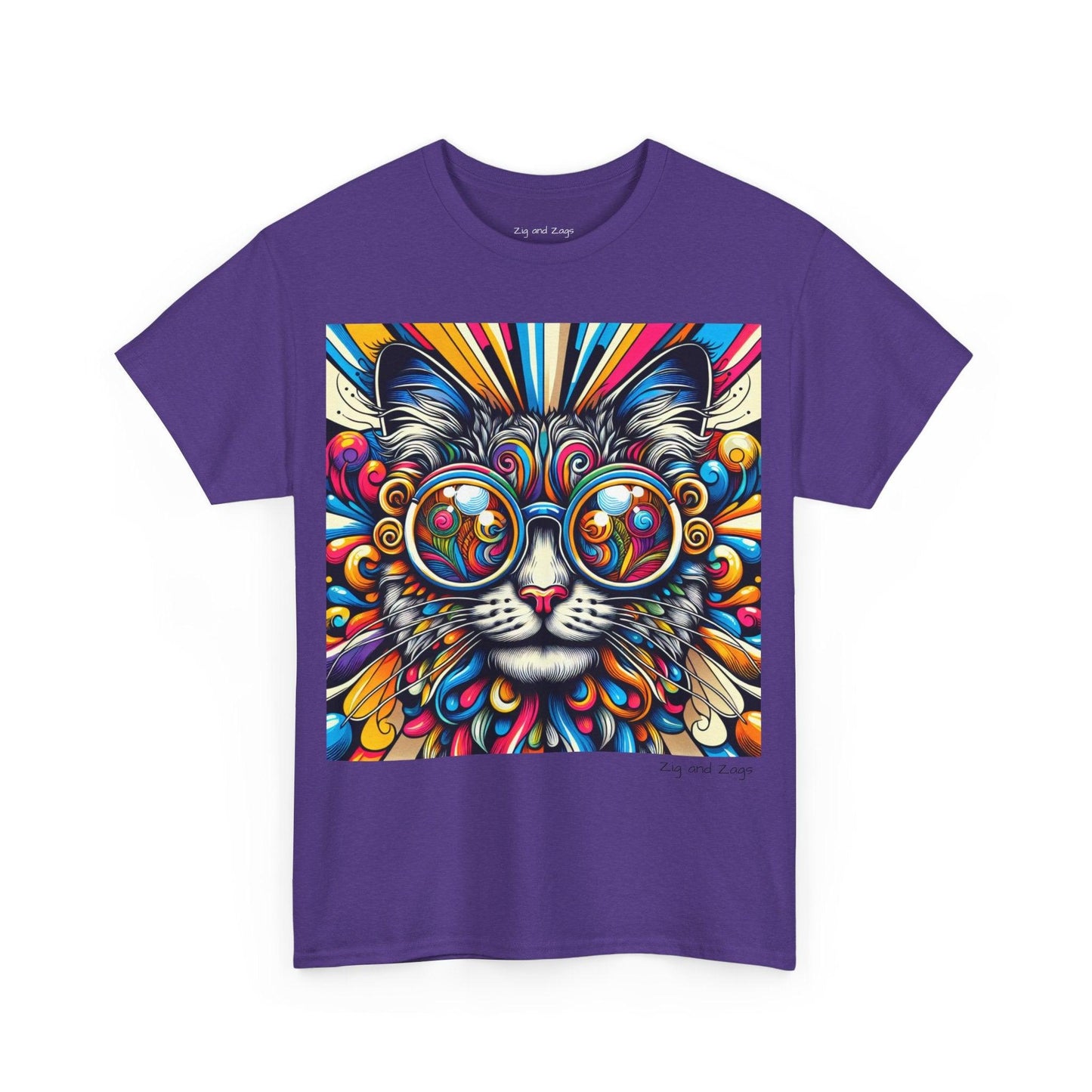 Cool Cat Pop Art Print Heavy Cotton T-shirt