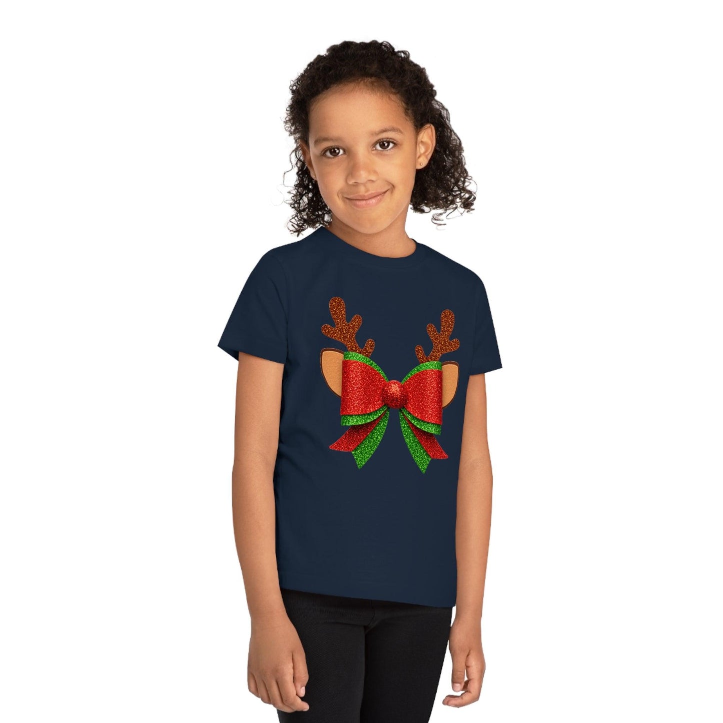 Christmas Bow Reindeer Kids T-Shirt
