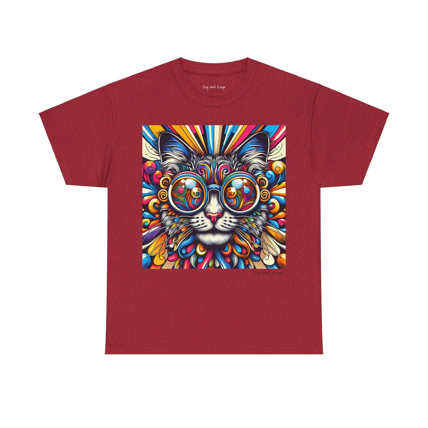 Cool Cat Pop Art Print Heavy Cotton T-shirt