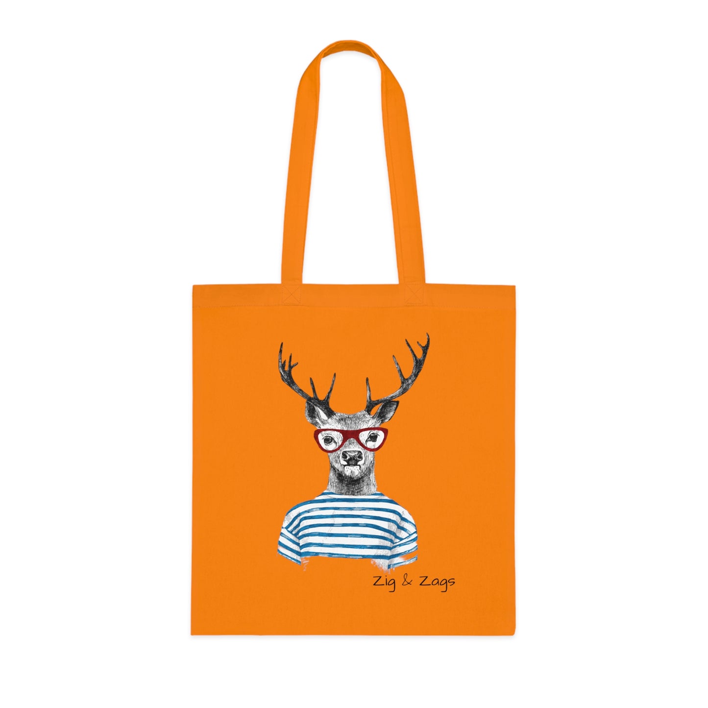Wild and Free Stag Glasses Drawing Cotton Tote Bag