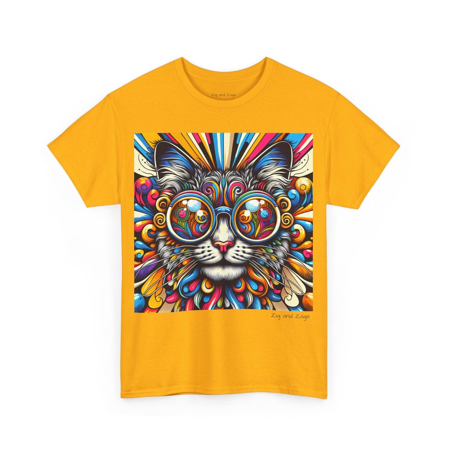 Cool Cat Pop Art Print Heavy Cotton T-shirt