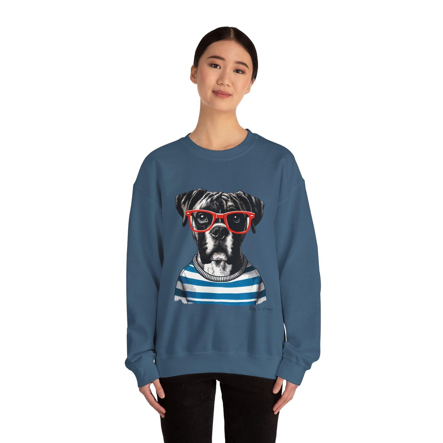 Hipster Boxer Dog Unisex Sweatshirt