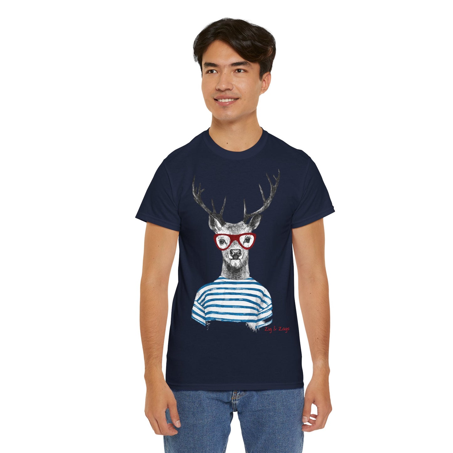 Wild & Free Stag Wearing Glasses Cotton Tee