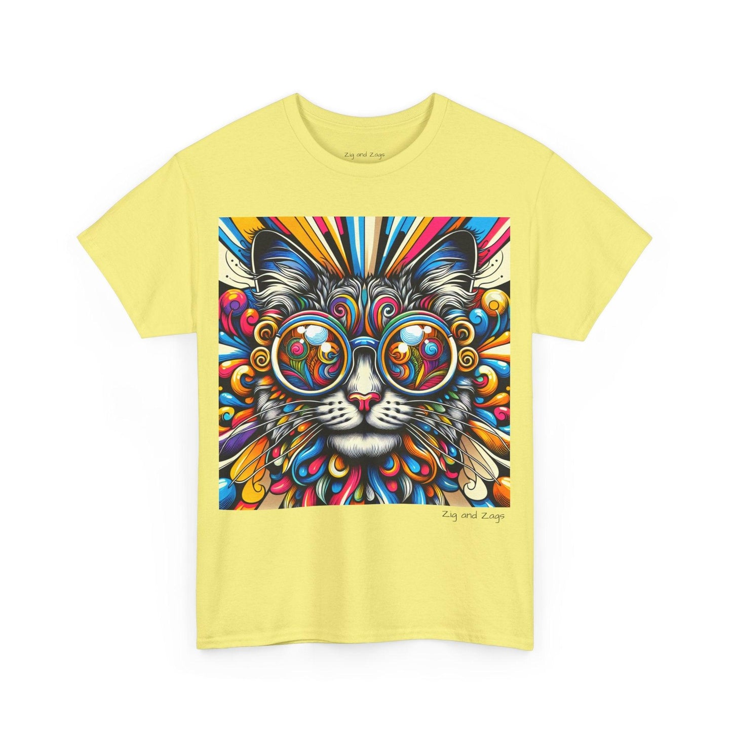 Cool Cat Pop Art Print Heavy Cotton T-shirt
