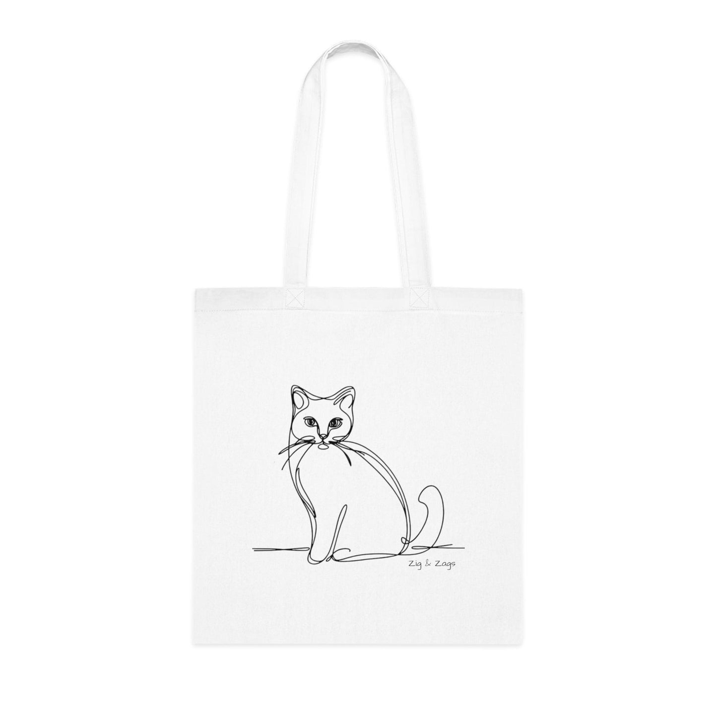 Line Art Cat Design Cotton Tote Bag