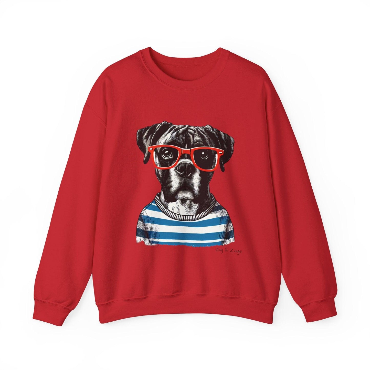 Hipster Boxer Dog Unisex Sweatshirt