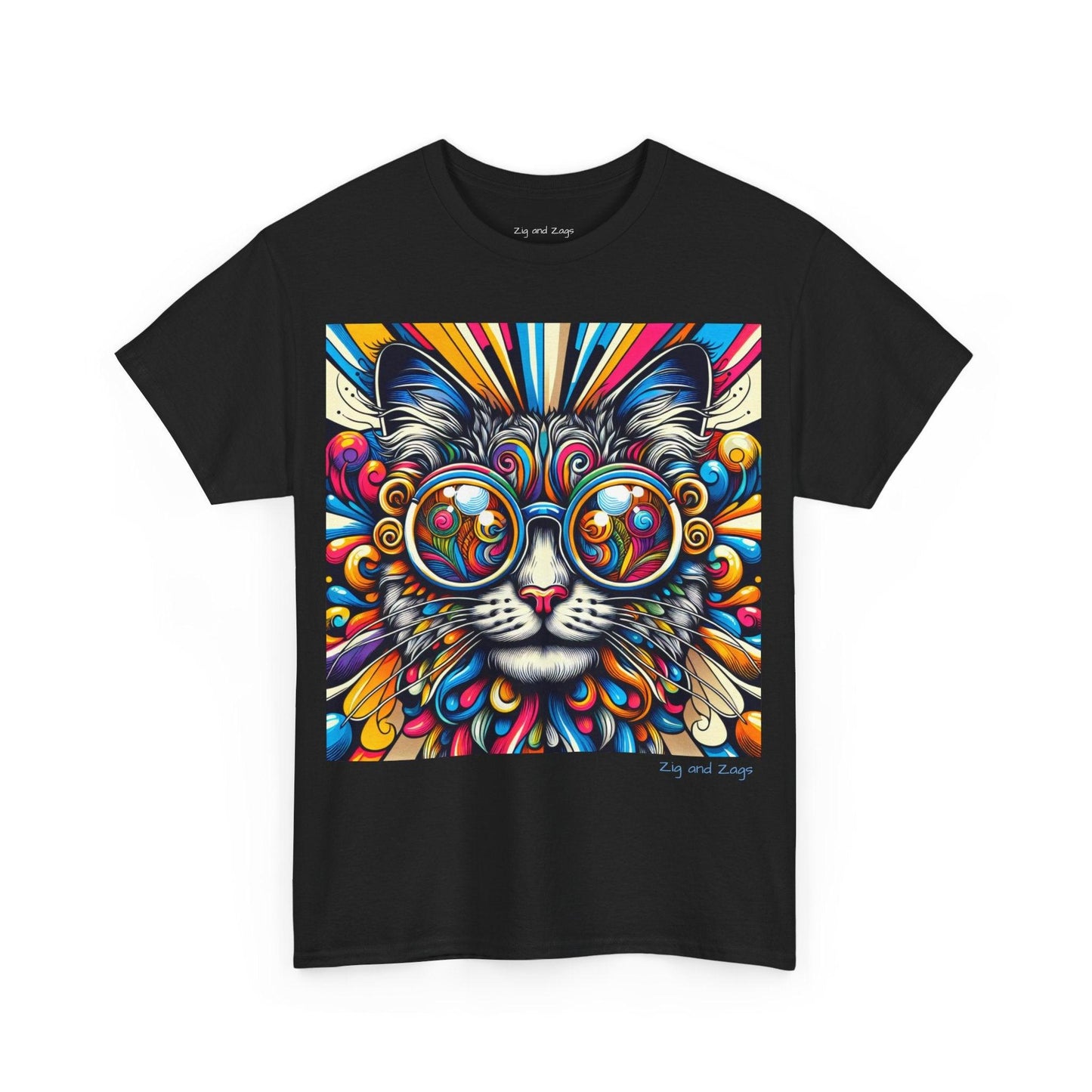 Cool Cat Pop Art Print Heavy Cotton T-shirt