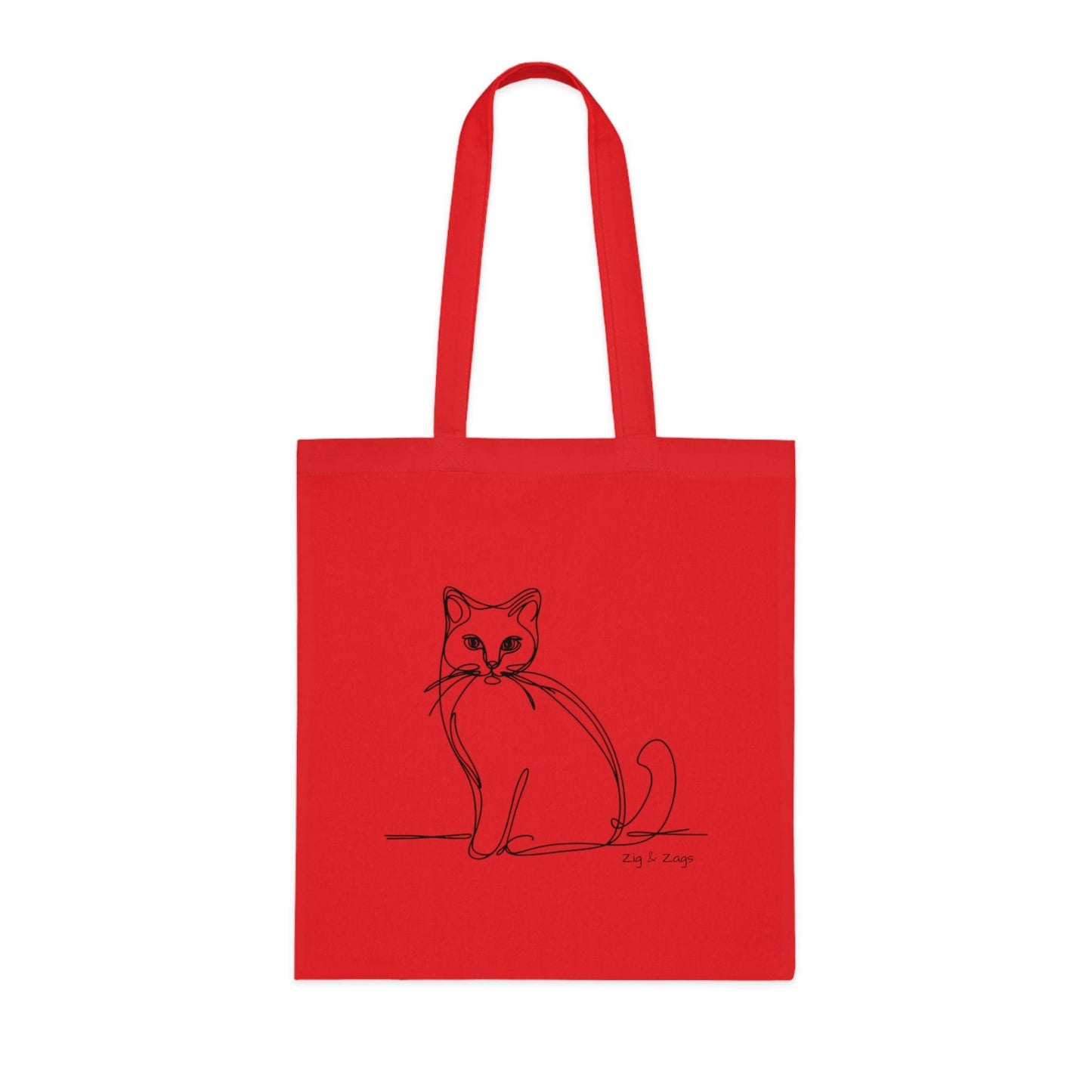 Line Art Cat Design Cotton Tote Bag