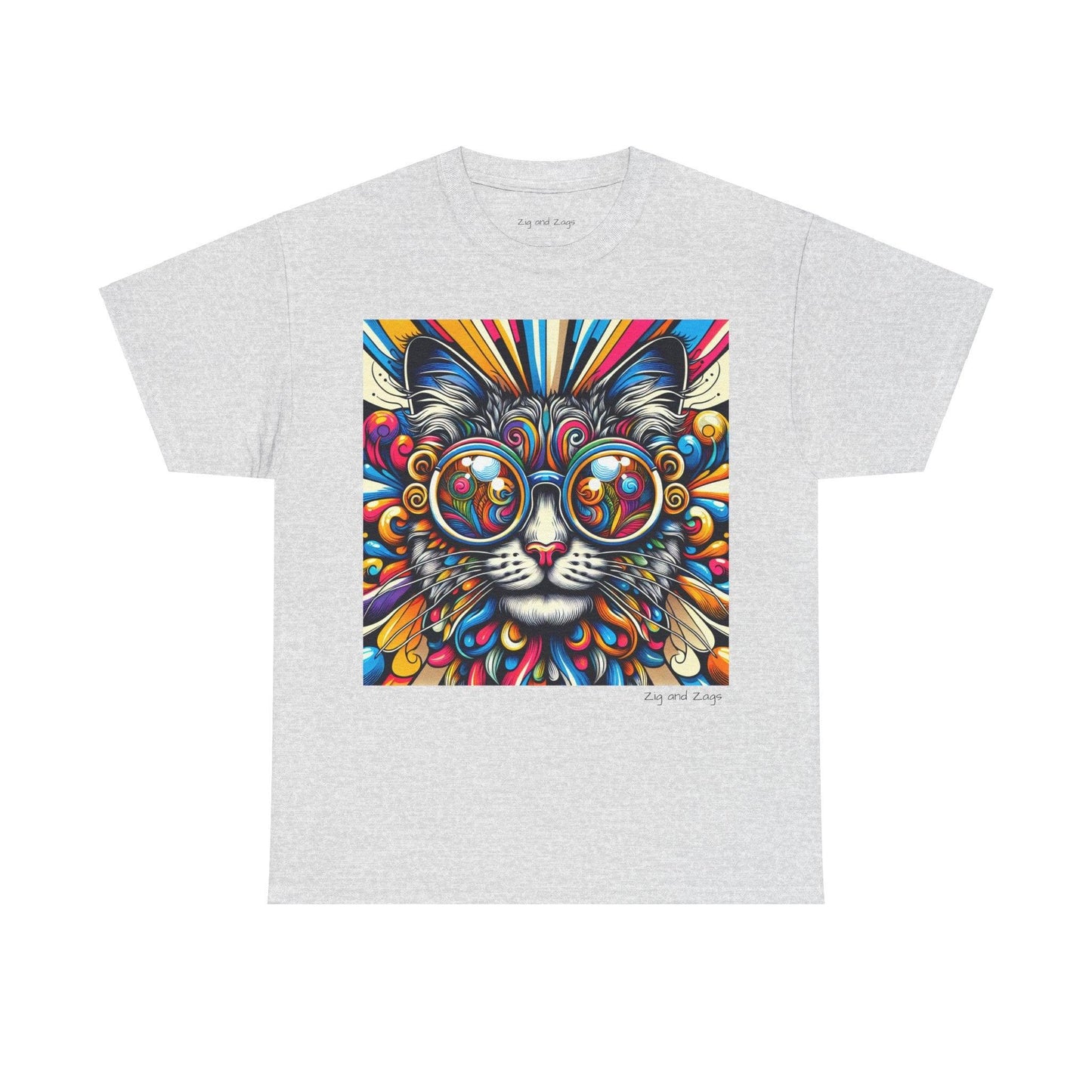 Cool Cat Pop Art Print Heavy Cotton T-shirt