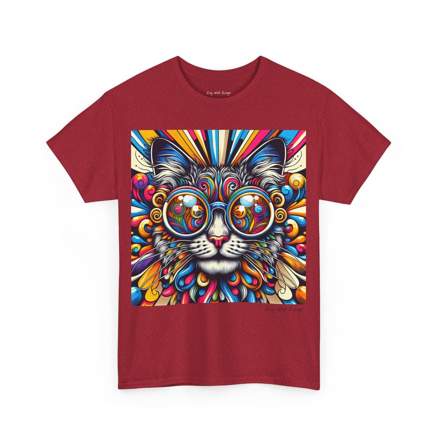 Cool Cat Pop Art Print Heavy Cotton T-shirt