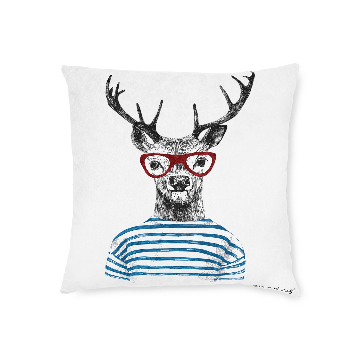 Wild & Free Stag Wearing Glasses Square Cushion
