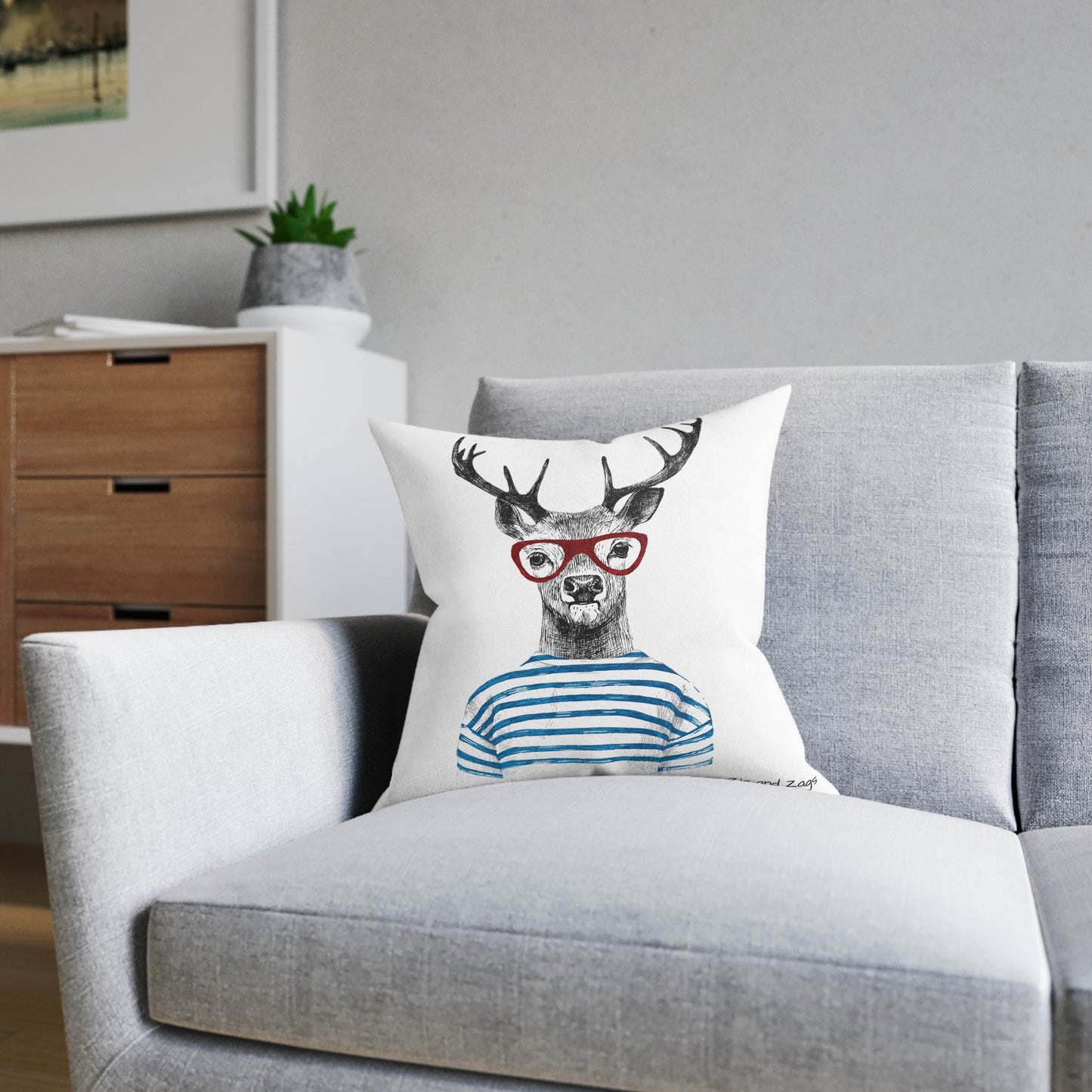 Wild & Free Stag Wearing Glasses Square Cushion
