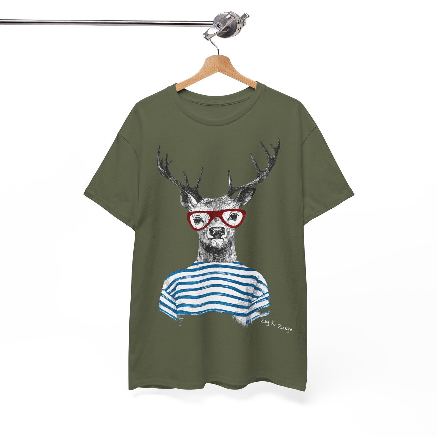 Wild & Free Stag Wearing Glasses Cotton Tee