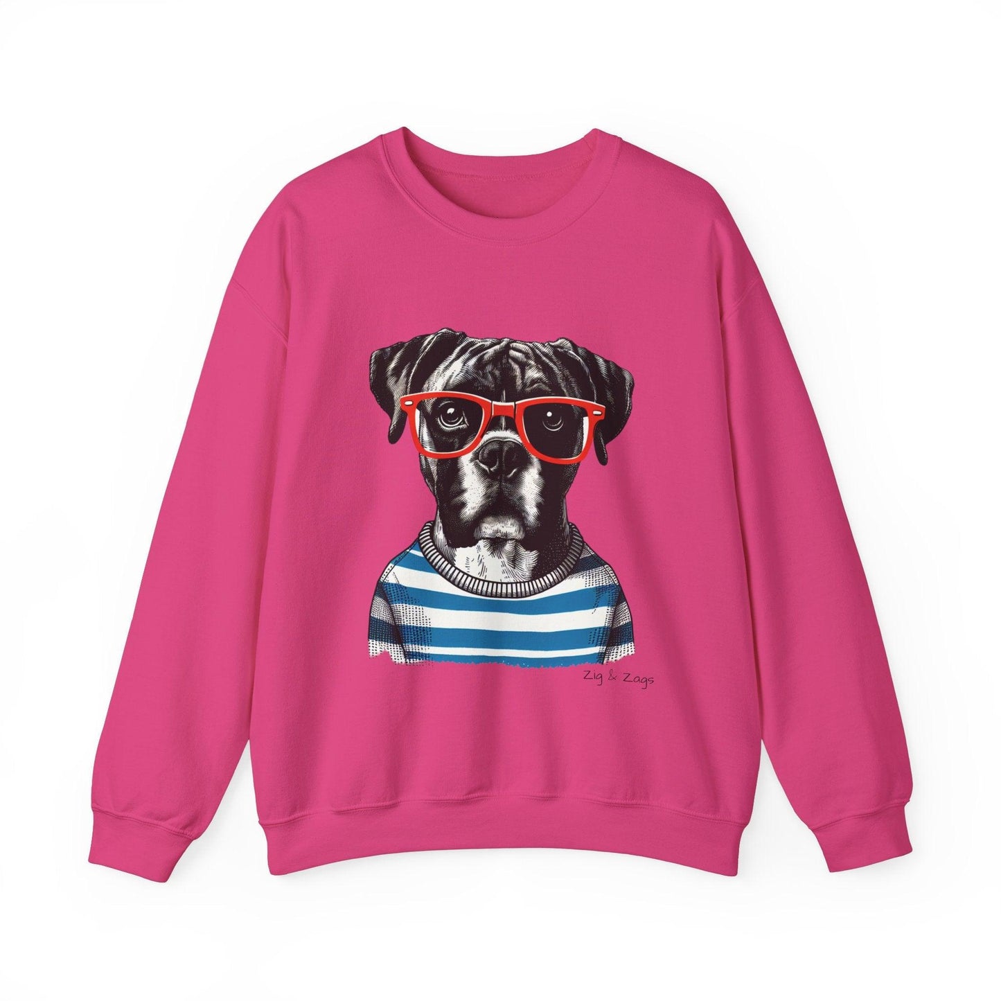 Hipster Boxer Dog Unisex Sweatshirt