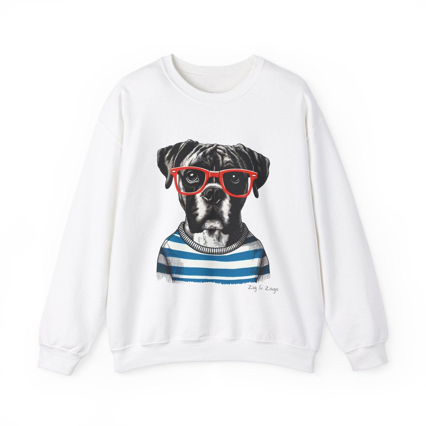 Hipster Boxer Dog Unisex Sweatshirt