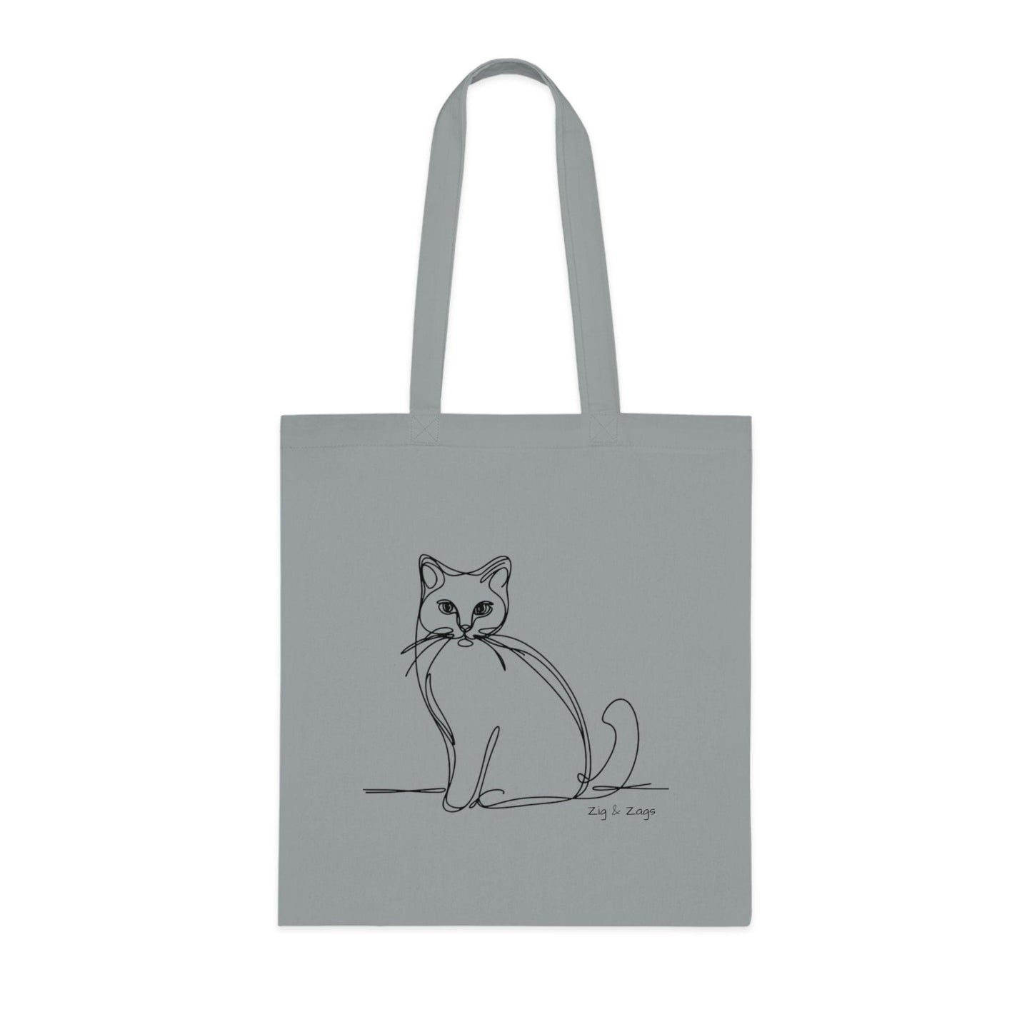 Line Art Cat Design Cotton Tote Bag