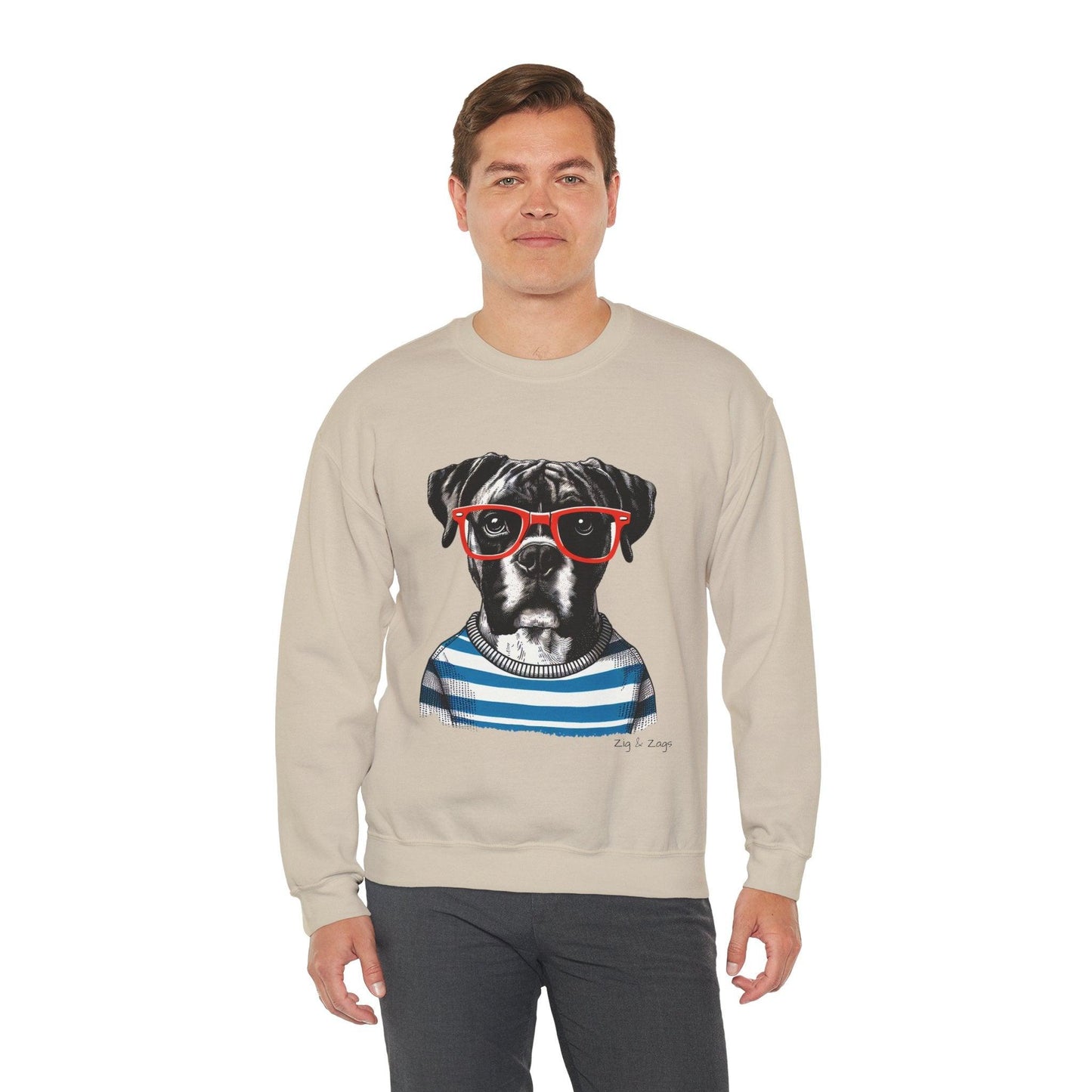 Hipster Boxer Dog Unisex Sweatshirt