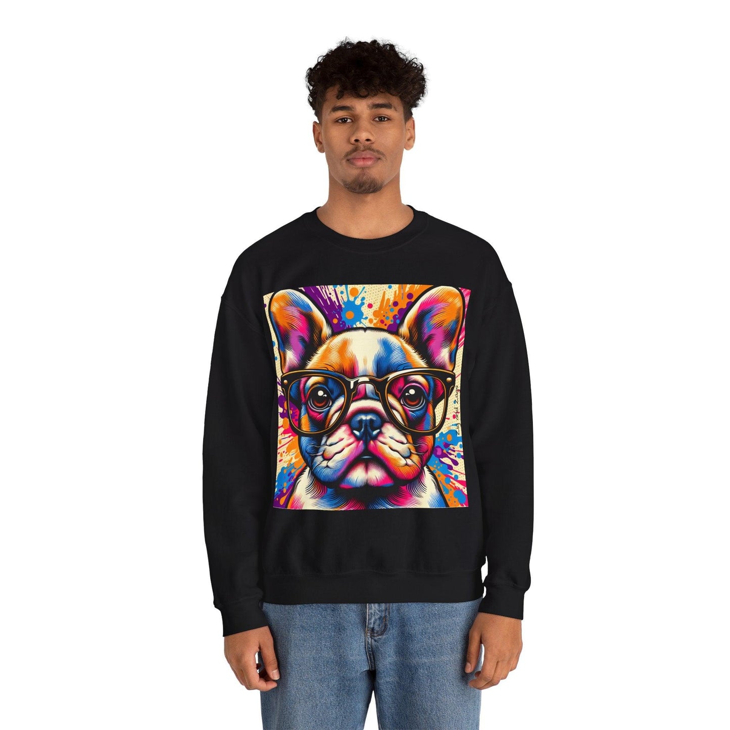 French Bulldog wearing Glasses Pop Art Unisex Sweatshirt