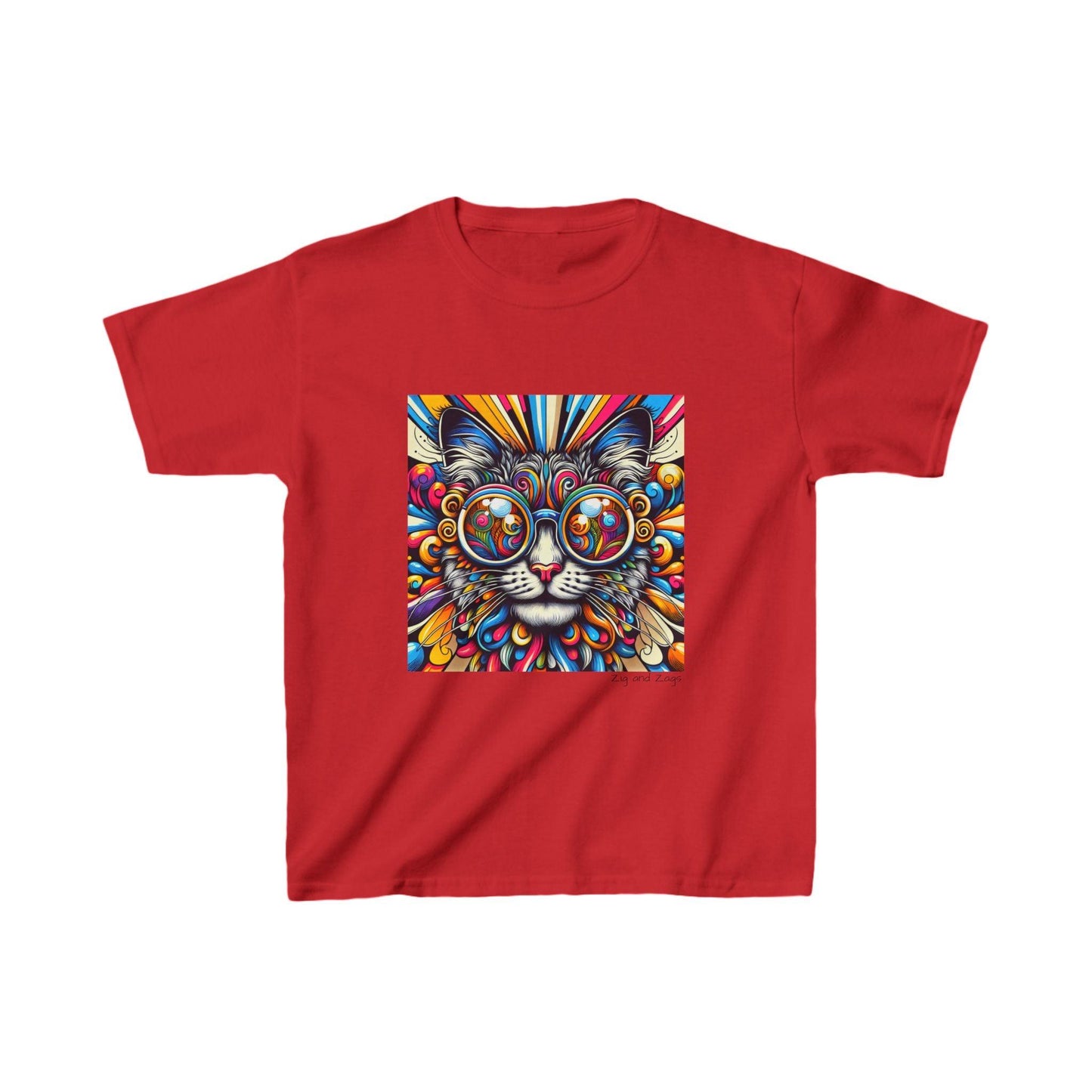 Cool Cat Pop Art Print Kids Heavy Cotton T-shirt