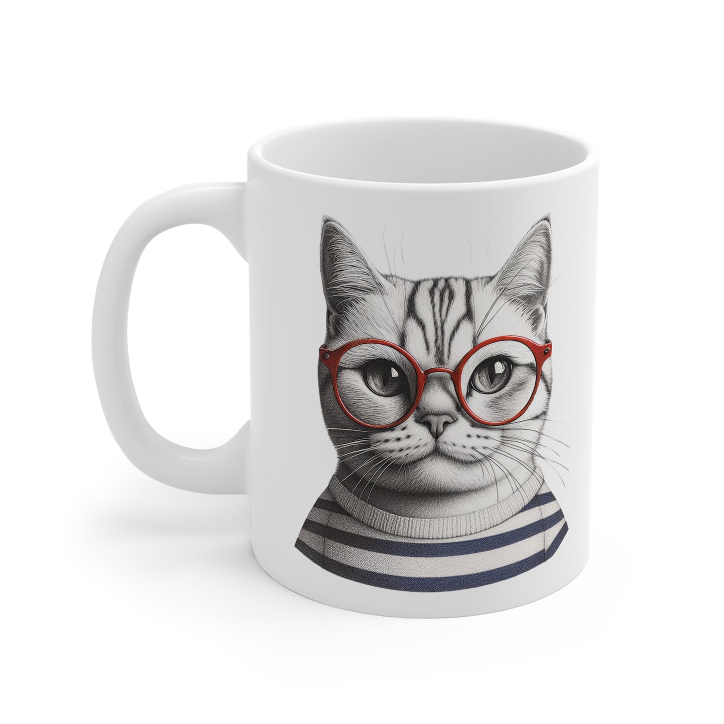 Cat-titude Stylish Cat Wearing Glasses Ceramic Mug