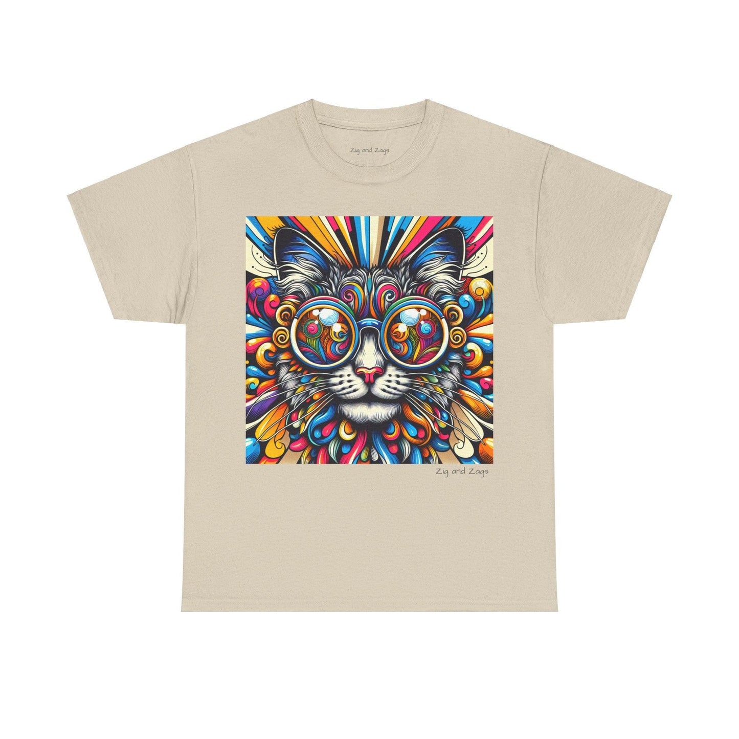 Cool Cat Pop Art Print Heavy Cotton T-shirt