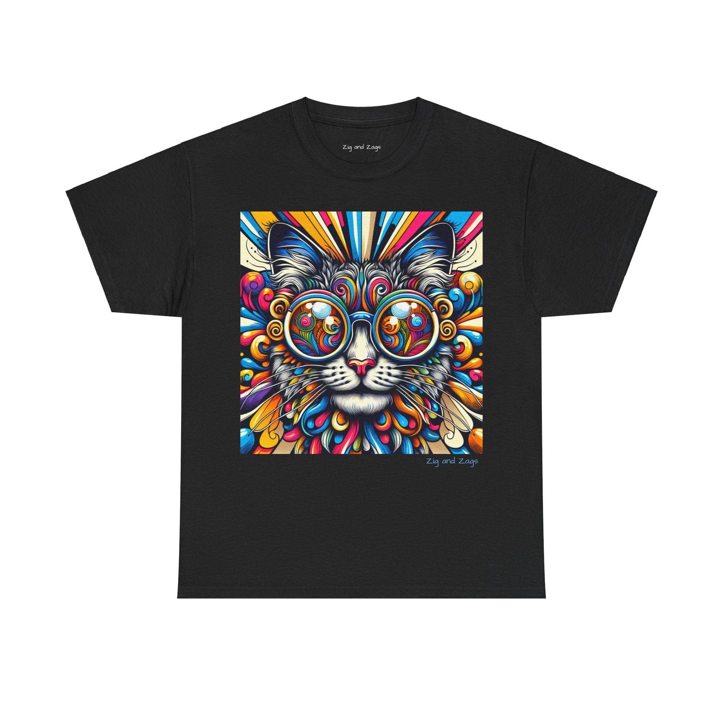 Cool Cat Pop Art Print Heavy Cotton T-shirt
