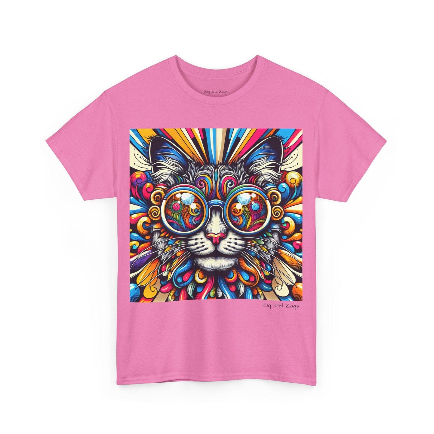 Cool Cat Pop Art Print Heavy Cotton T-shirt