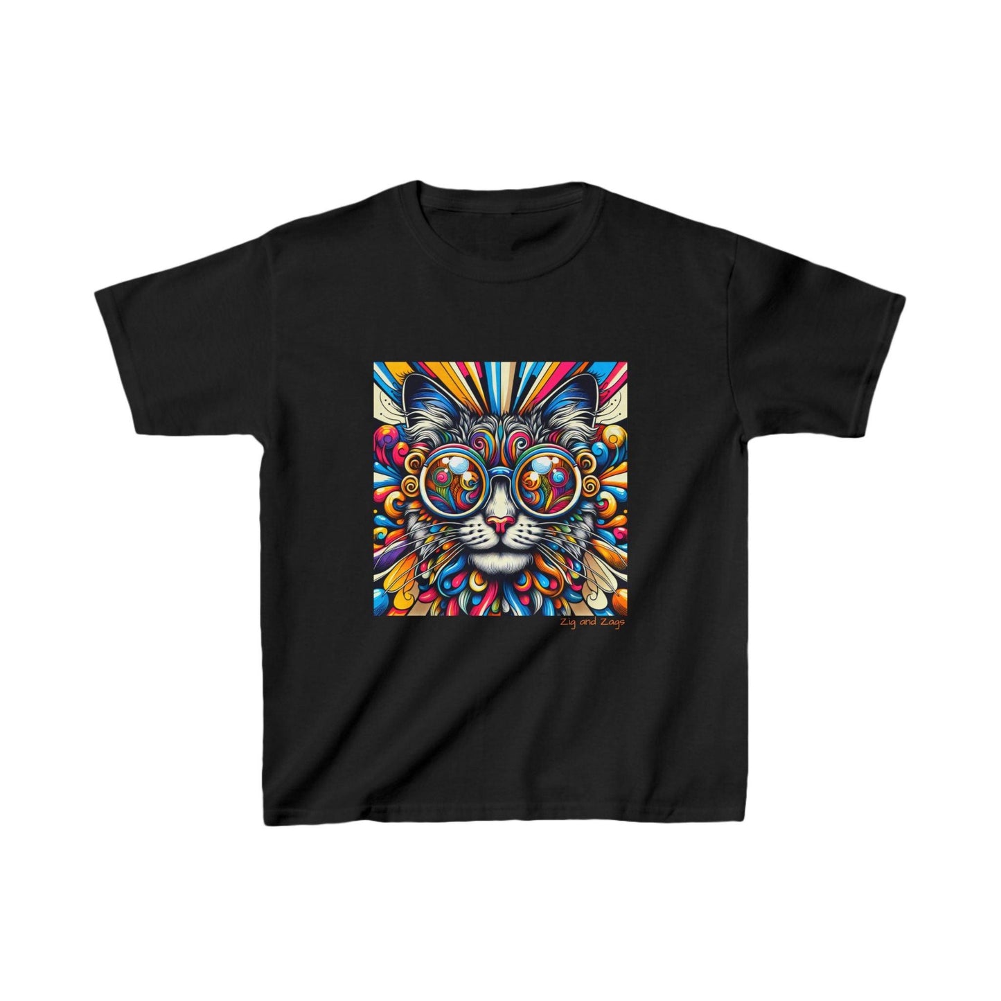Cool Cat Pop Art Print Kids Heavy Cotton T-shirt