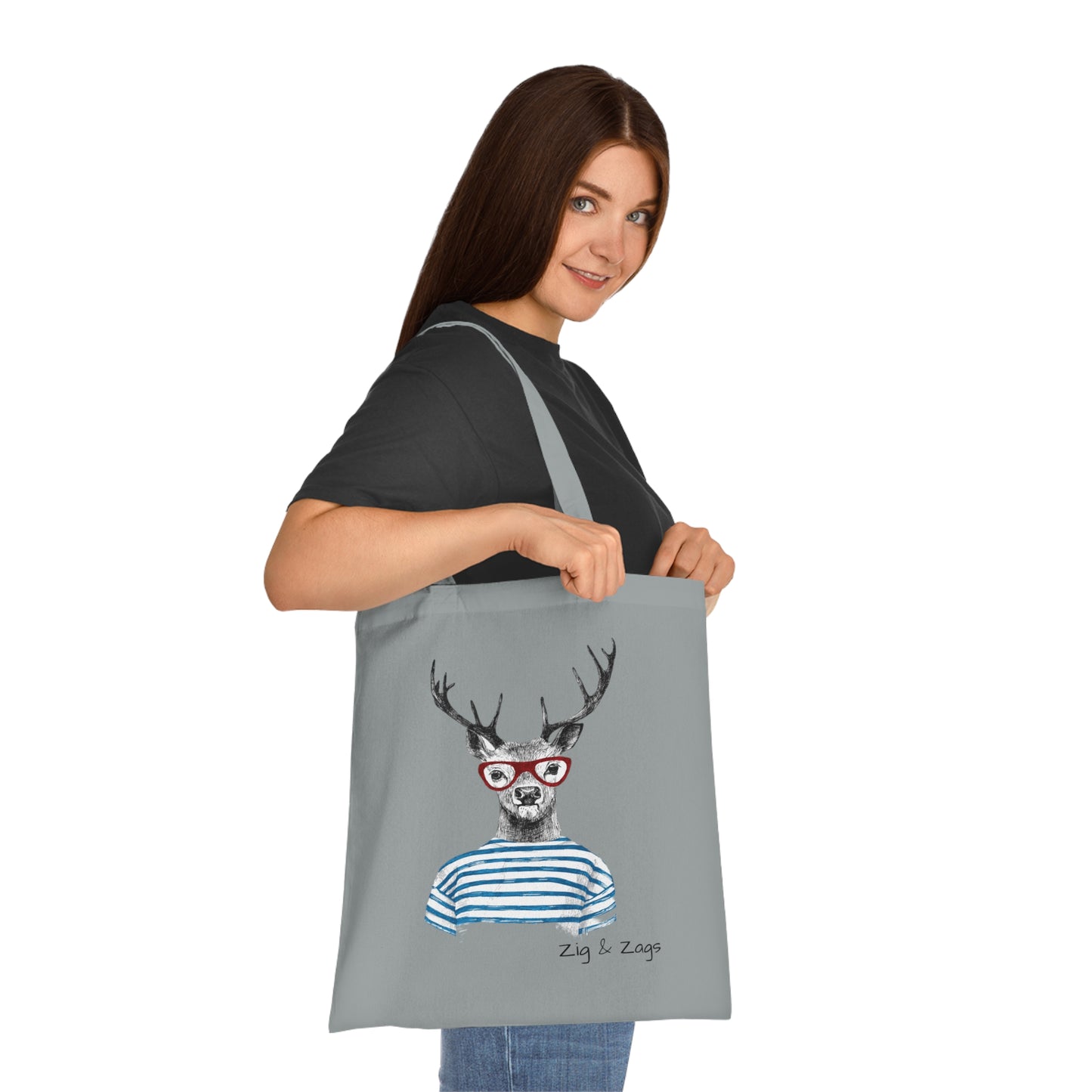 Wild and Free Stag Glasses Drawing Cotton Tote Bag