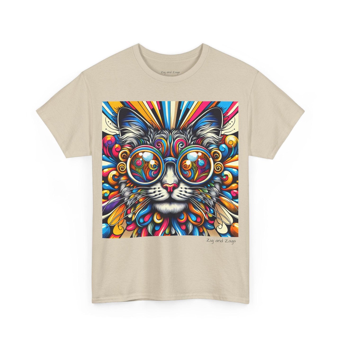 Cool Cat Pop Art Print Heavy Cotton T-shirt